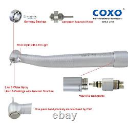 Instrument à main à haute vitesse à fibre optique dentaire COXO avec turbine à LED et raccord GW RQ à 6 broches